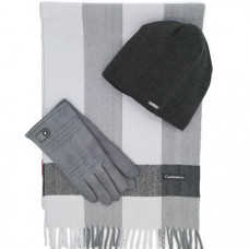 Мъжки зимен комплект шапка, шал и ръкавици в сиво