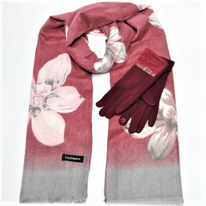 Кашмирен шал и ръкавици в червено