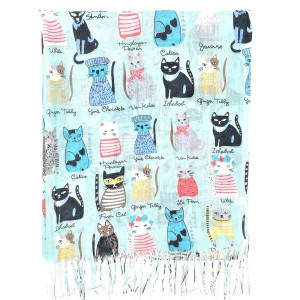 Дамски шал правоъгълен с ресни на котки