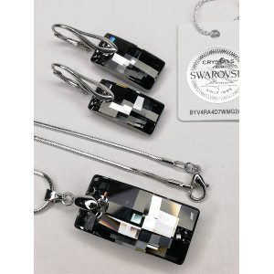 Комплект колие и обеци с кристали Сваровски Silver Night Комплект колие и обеци с кристали Сваровски Silver Night