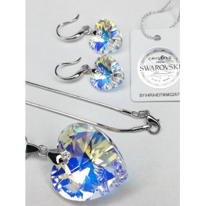 КОЛИЕ И ОБЕЦИ С КРИСТАЛИ SWAROVSKI|AB-БЯЛ
