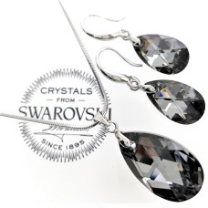 Бижута с кристали Swarovski колие и обеци Drop Silver Night 6106/22/16+