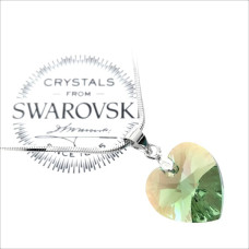 Колие с кристал Swarovski сърце peridot