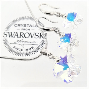 Колие и обеци във формата на цвете Aurora Borealis-Swarovski