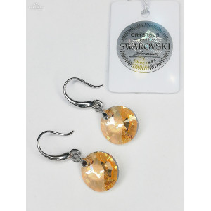 Обеци с кристали SWAROVSKI кръгли Golden Swadow