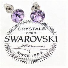 Малки обеци на винт кристали Сваровски-Violet