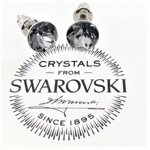 Обеци малки на винт с кристали SWAROVSKI Silver Night