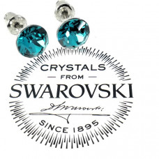 Малки обеци на винт кристали Сваровски-Blue Zircon