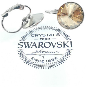 Обеци с кристали SWAROVSKI RIVOLI Golden Shadow 12 мм