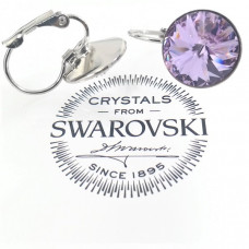 Обеци кръгли кристали Swarovski висящи-Violet