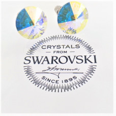 Обеци кръгли по ухото на винт с кристали Swarovski-AB
