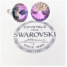 Обеци кръгли по ухото на винт с кристали Swarovski-Vitral Light