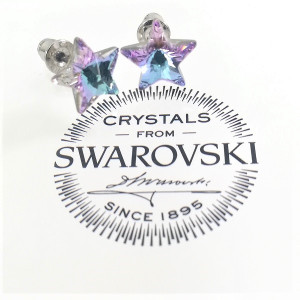 Обеци на винт оригинални кристали Swarovski звезда Vitral Light