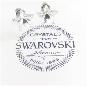 Обеци на винт оригинални Swarovski кристали звезда- Crystal бели