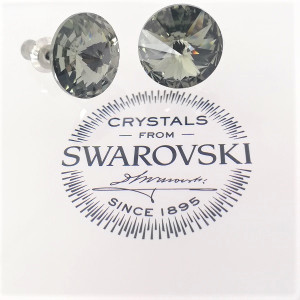 Обеци на винт SWAROVSKI RIVOLI Silver Night 12мм