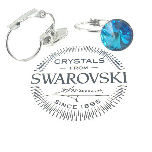 Висящи обеци SWAROVSKI на панта RIVOLI Bermuda Blue- сини