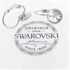 Висящи обеци SWAROVSKI на панта RIVOLI Crystal-Бели-9 mm