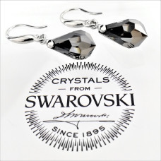 Висящи обеци с кристали Swarovski сиви-Sparkle Ball