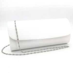 Клъч тип плик официална дамска чанта в бяло кожена