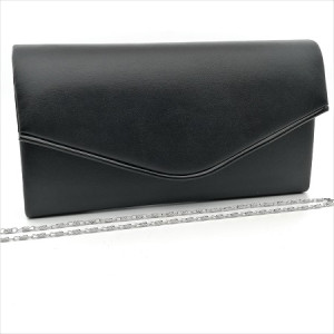 Клъч тип плик официална дамска чанта от еко кожа-Черна
