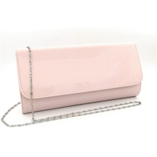 Официална дамска чанта тип клъч в розово , пудра лак